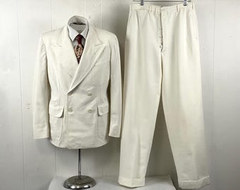 Vintage suit, size 38, 1930s suit, inset back belt jacket, double breasted suit, 1930s jacket and pants, Palm Beach suit, vintage clothing