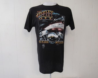 Camiseta vintage, camiseta de motocicleta, camiseta 3D Emblem, Harley, camiseta de Harley, camiseta de la década de 1980, ropa vintage, grande