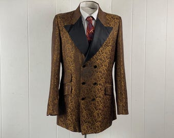 Vintage tuxedo jacket, size 40 L, gold jacket, vintage tux, 1970s jacket, tuxedo jacket, gold lame jacket, Mod jacket, vintage clothing