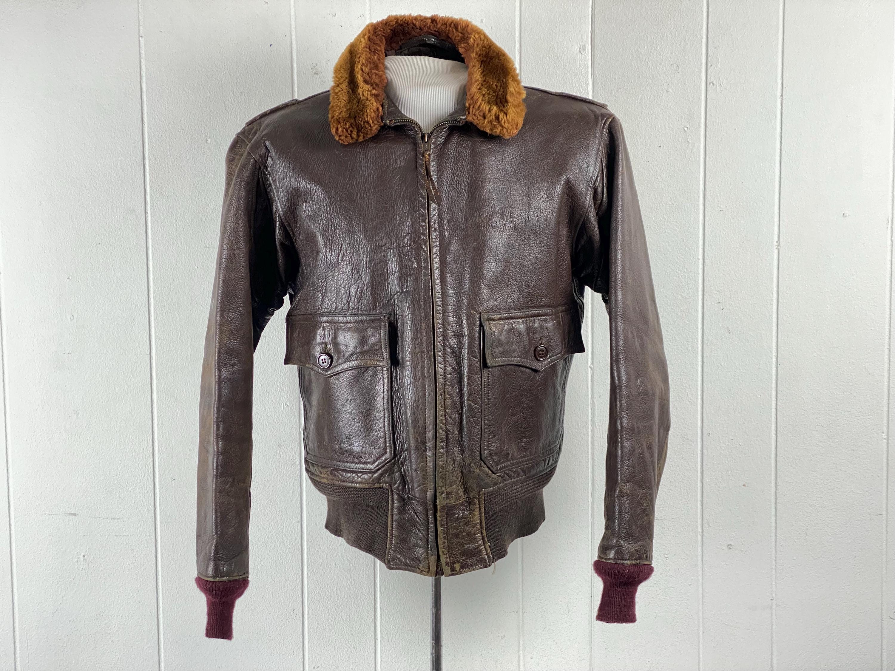 US navy 実物G-1 flight jacketサイズ38 1940s G-1 Jacket, Size 38, Buaer U. S. Navy Flight Jacket, G-1