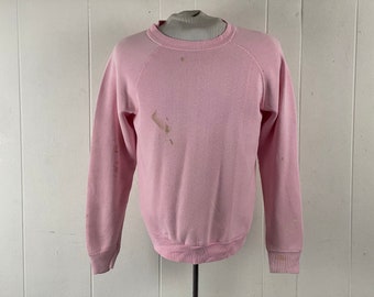 Vintage sweatshirt, size medium, 1980s sweatshirt, painter's sweatshirt, pink sweatshirt, distressed sweatshirt, vintage clothing