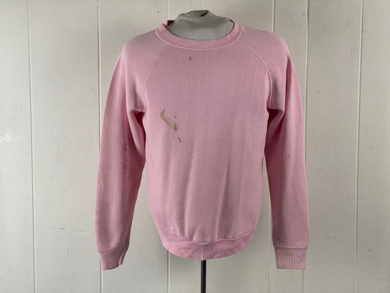 Vintage sweatshirt, size medium, 1980s sweatshirt, painter's sweatshirt, pink sweatshirt, distressed sweatshirt, vintage clothing