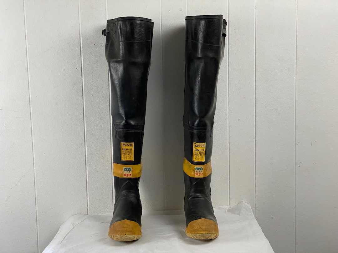 Vintage 1990s Ranger Firefighter Boots Size 10 W Black Leather Zipper Lace Up Vintage 1990s Ranger Firefighter Boots Size 10 W Black  main image 3