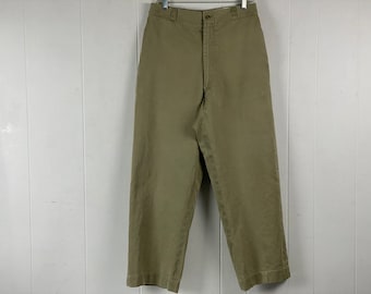 Vintage pants, size 30 X 29, cotton pants, Army pants, high waisted pants, khaki pants, 1960s pants, military pants, vintage clothing