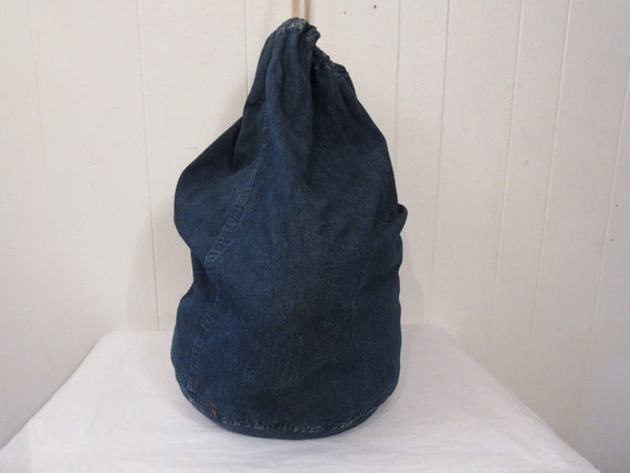 Vintage denim bag, duffle bag, vintage denim, deni