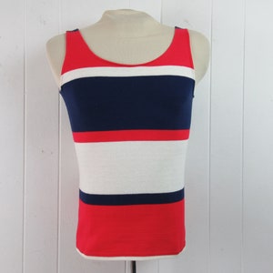 Vintage t shirt, vintage tank top, 1960s tank top, vintage striped shirt, red white and blue shirt, vintage clothing, size medium