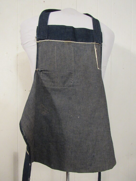 VINTAGE DENIM APRON ② Vintage Apron, Denim Apron, 1950s Denim Apron, Work Apron, Indigo