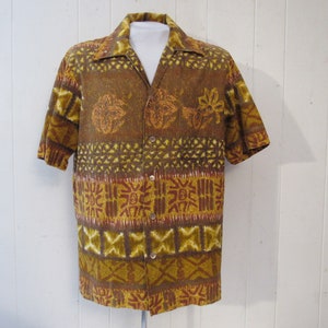 Vintage shirt, Hawaiian shirt, 1960s shirt, vintage Hawaiian, Tapas Hawaiian, vintage clothing, size large image 1