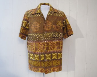 Vintage shirt, Hawaiian shirt, 1960s shirt, vintage Hawaiian, Tapas Hawaiian, vintage clothing, size large