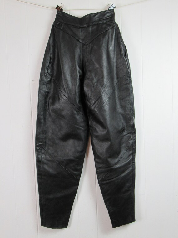 Vintage pants, leather pants, 1980s pants, high w… - image 6