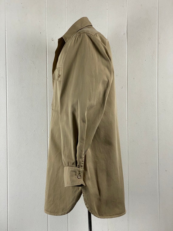 Vintage shirt, size medium, military shirt, Army shirt, 1940s shirt, khaki shirt, plain shirt, work shirt, vintage clothing View 5
