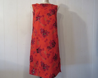 Vintage dress, 1960s Hawaiian dress, Hawaiian dress, floral dress, Hookano dress, vintage clothing, small, NOS