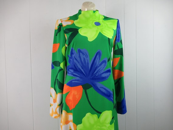 Vintage dress, 1970s dress, flower dress, mod dres