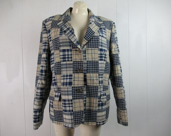 veste vintage, veste Madras, blazer vintage, veste Brooks Brothers, madras plaid, veste femme, vêtements vintage, taille moyenne