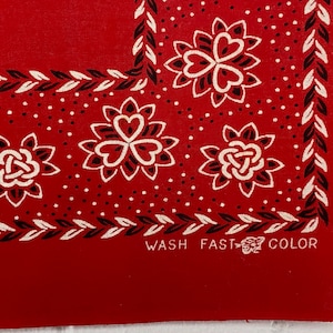 Vintage Bandana, Tiger Bandana, 1950er Jahre Bandana, rotes Bandana, Wash Fast Color Bandana, Vintage Kleidung, Vintage Arbeitskleidung