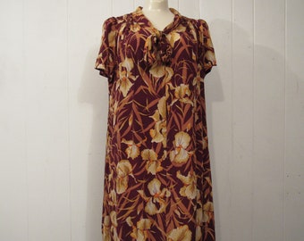 Vintage dress, 1930s dress, Rayon dress, Iris dress, vintage clothing, large