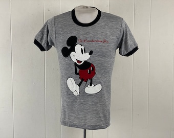 Vintage t-shirt, size small, ringer t shirt, Mickey Mouse t shirt, 1970s t shirt, Walt Disney, Ft. Lauderdale Florida, vintage clothing, NOS