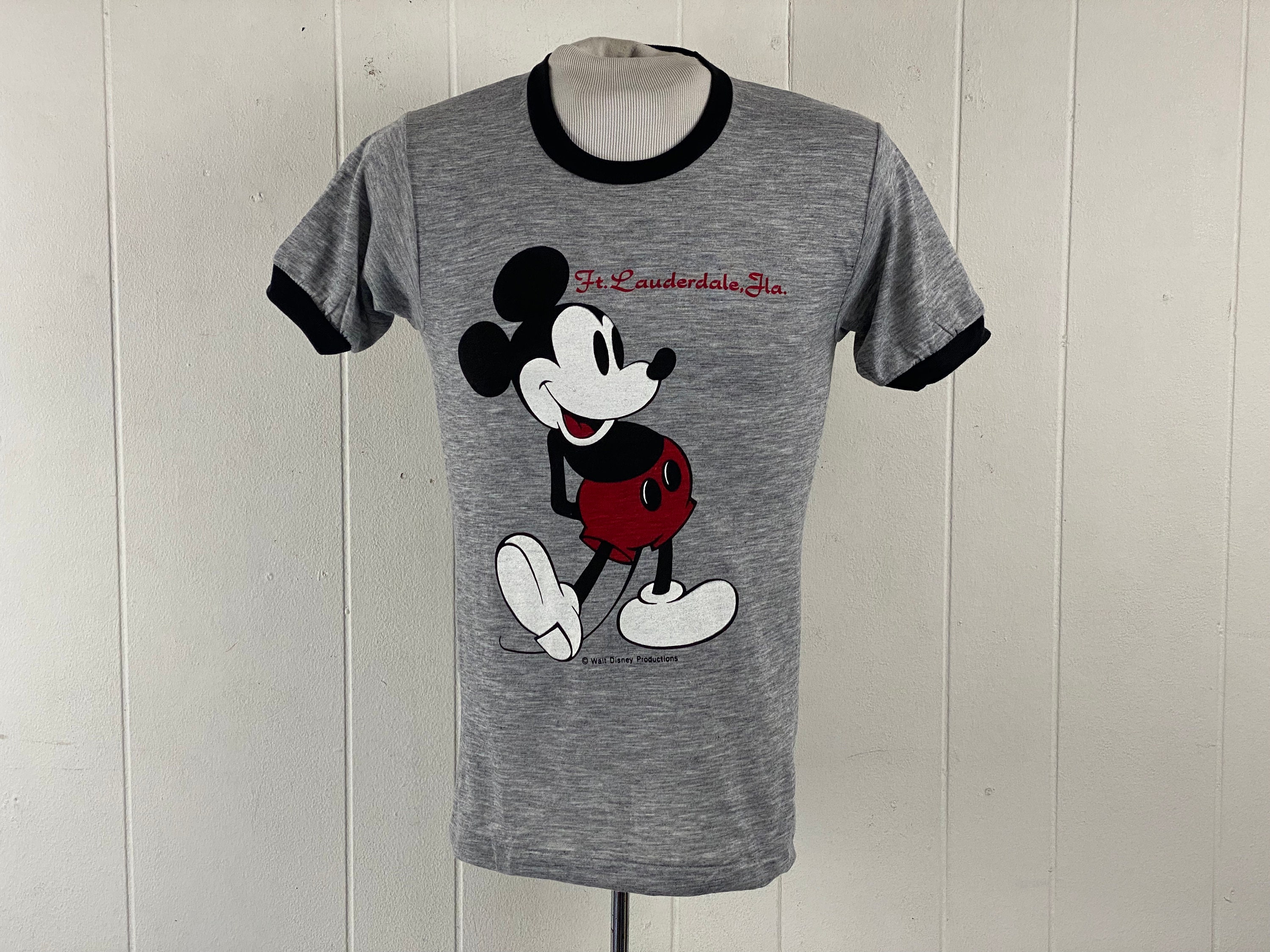 ヴィンテージ T シャツ、サイズ S、リンガー T シャツ、ミッキー