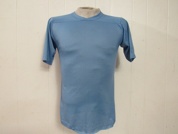 Vintage t-shirt, 1970s t shirt, blue t shirt, per… - image 1