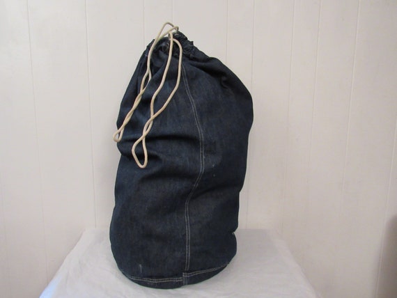 Vintage denim bag, duffle bag, denim duffel bag, … - image 1