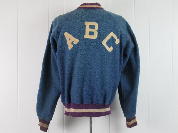 Vintage Jacket, 1960s Jacket, Fleece Jacket, Blue Jacket