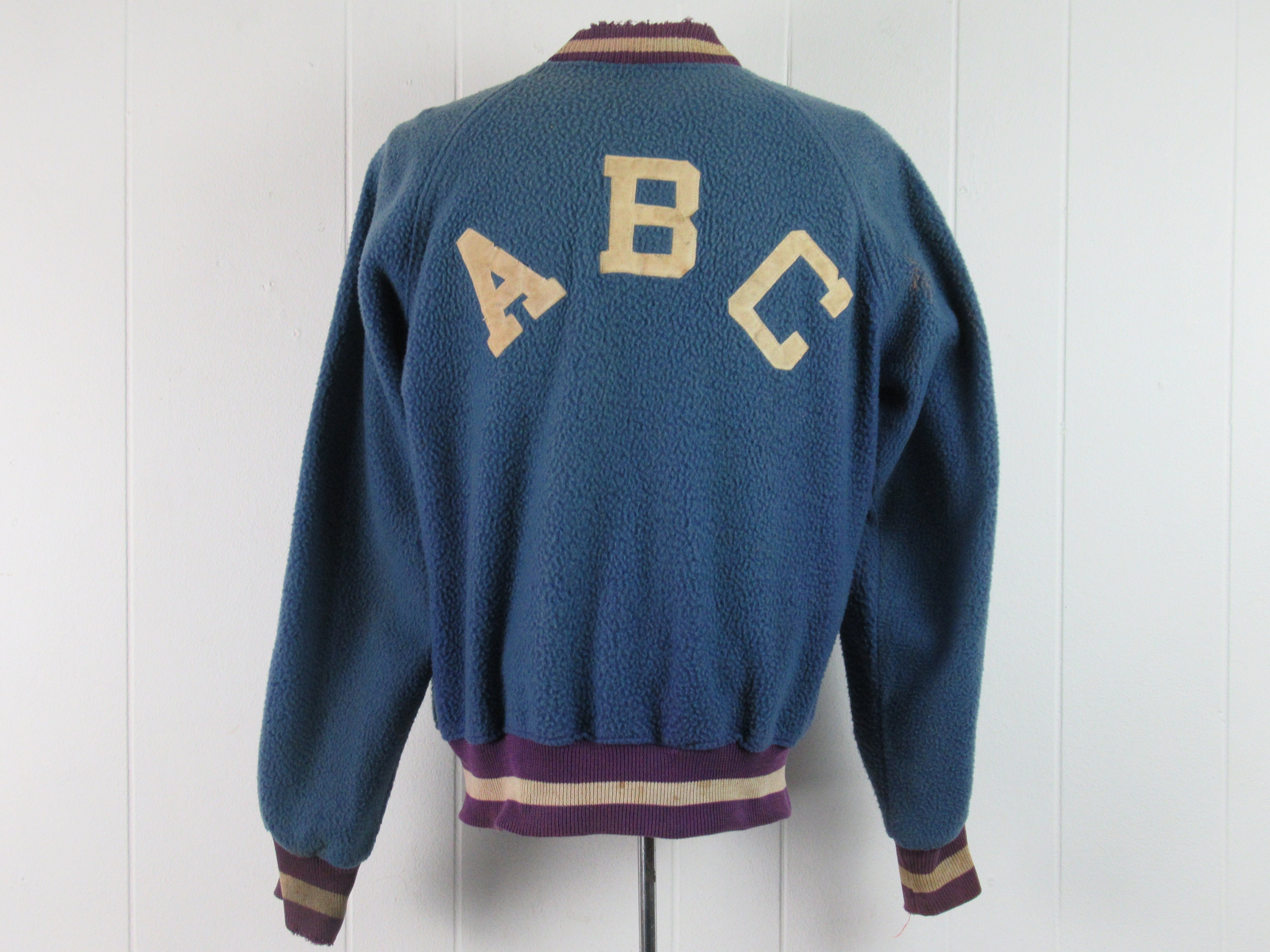 Vintage Jacket 1960s Jacket Fleece Jacket Blue Jacket ABC - Etsy