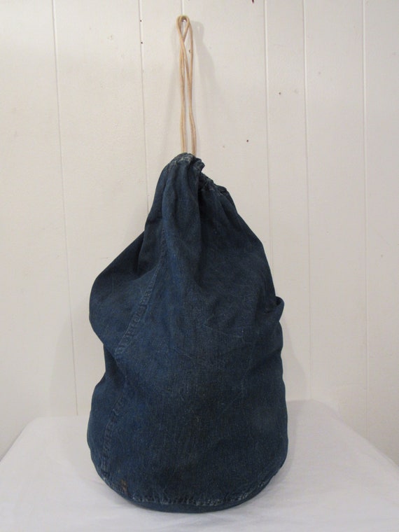 Vintage denim bag, duffle bag, vintage denim, den… - image 2