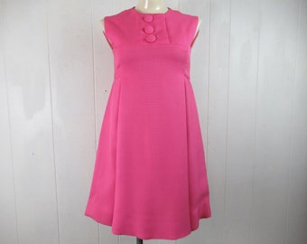 Vintage dress, pink dress, baby doll dress, designer dress, 1960s dress, vintage clothing, size small