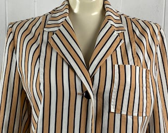 Vintage jacket, size large, 1960s jacket, striped jacket, Mod jacket, women's jacket, vintage work jacket, vintage blazer, vintage clothing