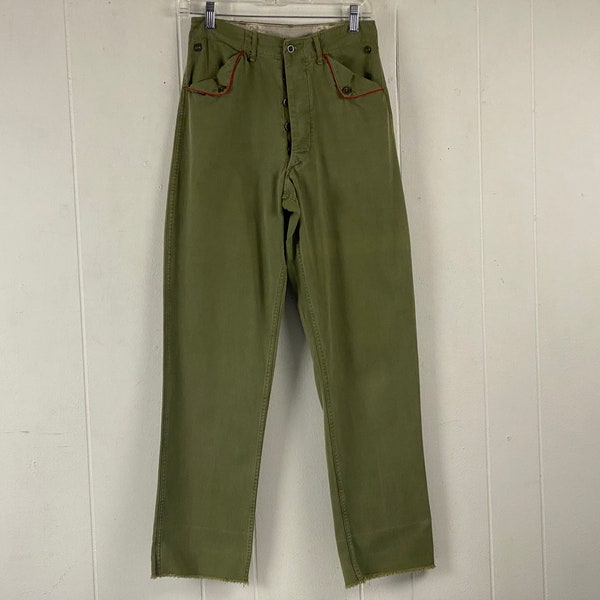 Vintage pants, 27" X 31", Boy Scouts pants, 1930s pants, cotton pants, green pants, B. S. A. pants, vintage clothing