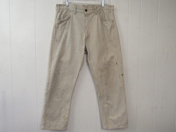 Vintage Levis pants, big E Levis pants, white den… - image 1