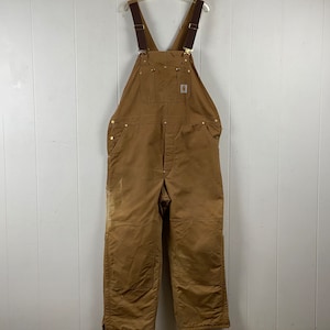Vintage overalls, size XL, Carhartt overalls, 1980s overalls, lined overalls, brown duck, vintage clothing, vintage workwear, size 44 x 30