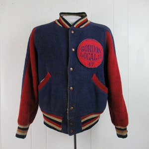 VINTAGE JACKET, 1940s jacket, stadium jacket, basketball jacket, reversible, Gordon Local 12, vintage clothing, size medium image 1