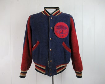 VINTAGE JACKET, 1940s jacket, stadium jacket, basketball jacket, reversible, Gordon Local 12, vintage clothing, size medium