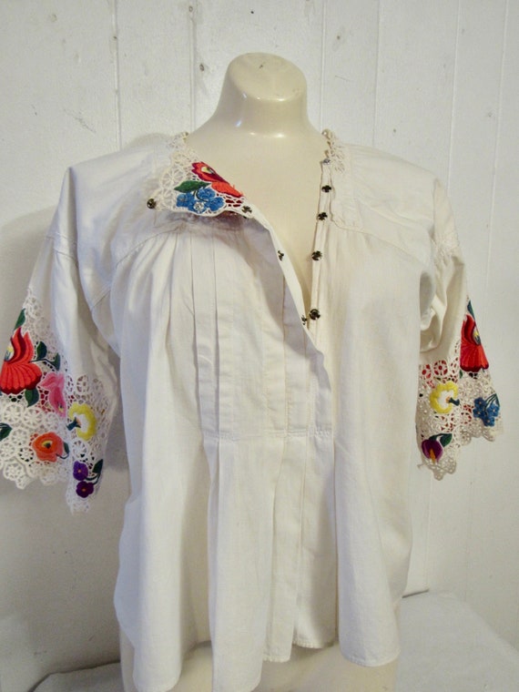 Vintage shirt, peasant blouse, 1950s blouse, embr… - image 5