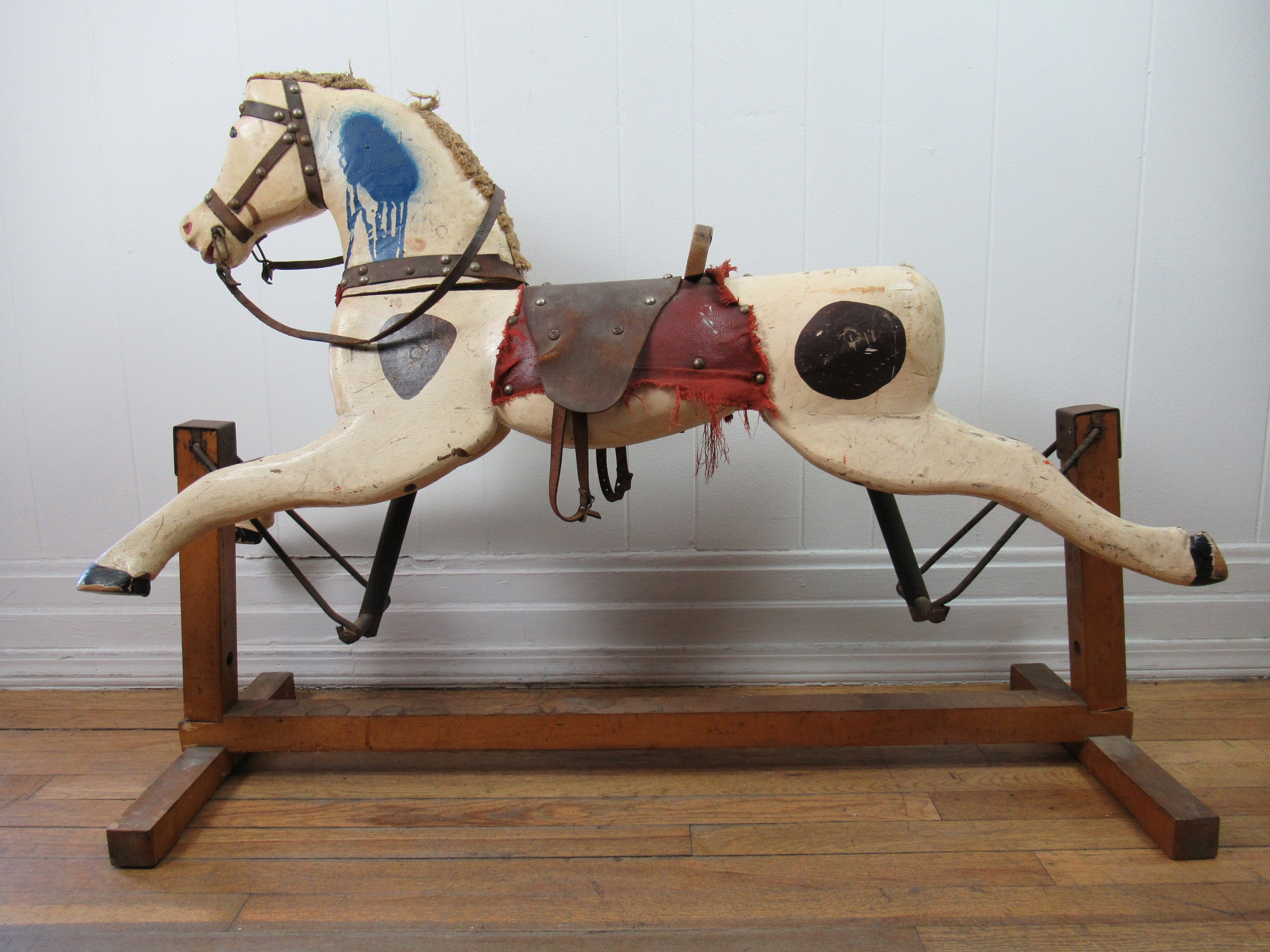 Antique Horse, 19th Century Folk Art, Rocking Horse, Pine Horse