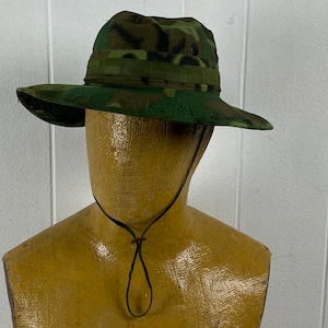 Vintage cap, size small, Vietnam hat, 1960s hat, Tropical camouflage combat hat, Boonie hat, Army hat, vintage clothing, size 6 7/8, NOS