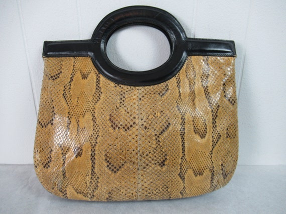 Vintage purse, python purse, snakeskin purse, rep… - image 1