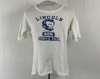 50s 60s Vintage Distressed Thermal T Shirt 100% Cotton Size Large 