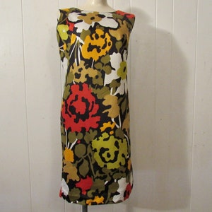 Vintage dress, 1960s dress, flower dress, mod dress, cotton dress, cotton dress, vintage clothing, size large, NOS
