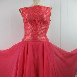 Vintage dress, 1950s dress, rose pink dress, prom dress, princess dress,  vintage clothing, size small