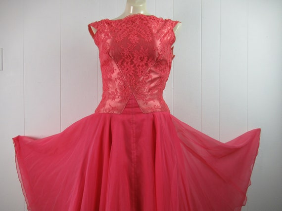 open lace back dress Vintage Prom Dress Tea Length Prom Dress 50s Prom Dress 1950s Wedding Dress ,MA064