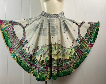 Vintage Skirt, Mexican skirt, full circle skirt, 1940S skirt, Rockabilly skirt, sequins skirt, southwestern skirt, vintage clothing, small