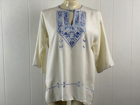 Vintage peasant blouse, hippie shirt, 1960s blous… - image 1