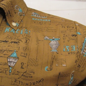 Vintage shirt, 1950s shirt, horse racing shirt, 1890s theme shirt, gay 90s, vintage clothing, size small