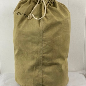Vintage bag, duffle bag, 1940s bag, Woman's Army bag, W.A.S.P. bag, vintage knapsack, vintage duffel bag, stenciled bag, canvas bag, luggage image 5