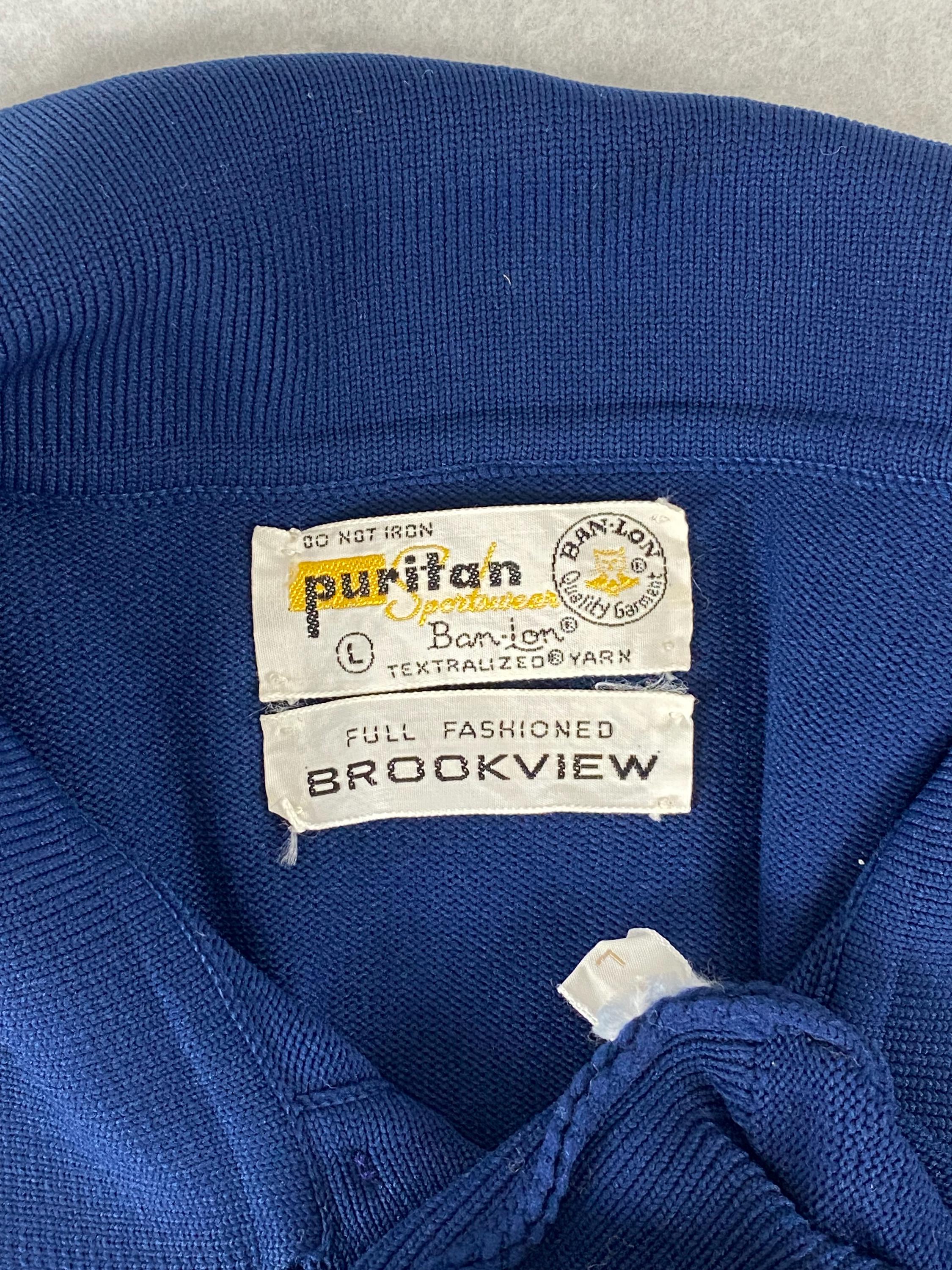 Vintage Shirt, Size Large, Ban Lon Shirt, Blue Shirt, 1960s Shirt