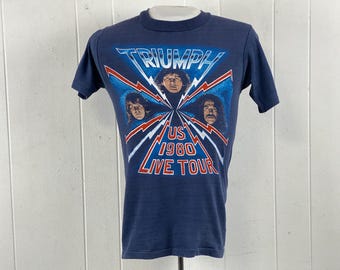 Triumph t shirt, size small, 1980s t shirt, vintage t shirt, concert tour t shirt, 1980 live tour, Rock & Roll t shirt, vintage clothing