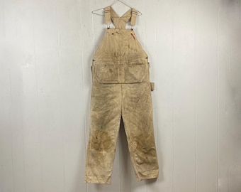 1930s Finck's overalls, 38 X 31, white denim overalls, 1930s overalls, Finck's carpenter's overalls, vintage workwear, vintage clothing