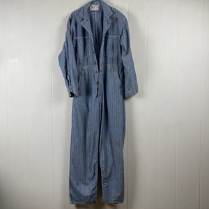 Vintage coveralls, size medium, vintage workwear, HBT denim coveralls, Stone Cutters, 1960s coveralls, vintage workwear, vintage clothing